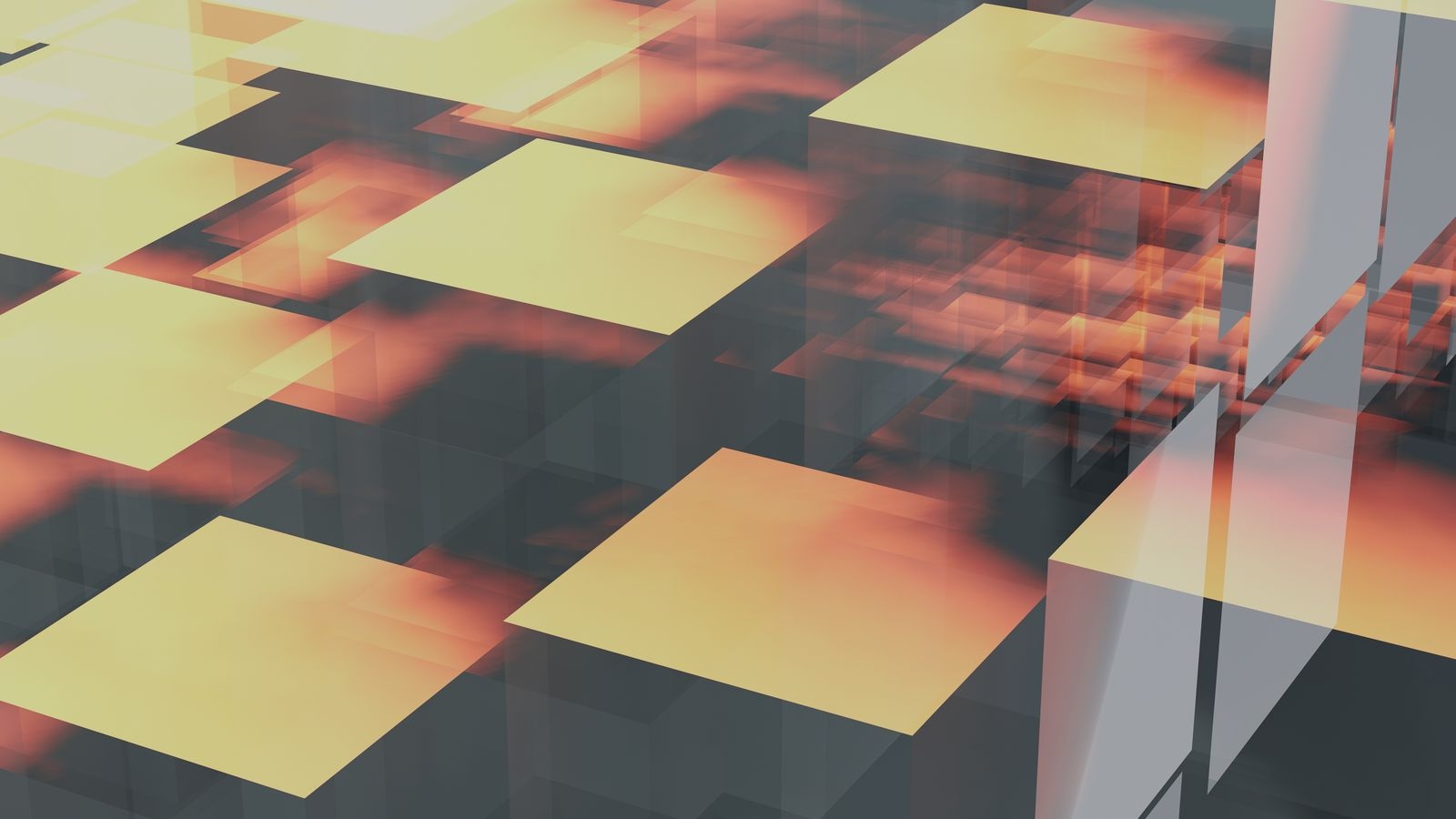 Modern abstract geometry with warm light hues and layered squares.
